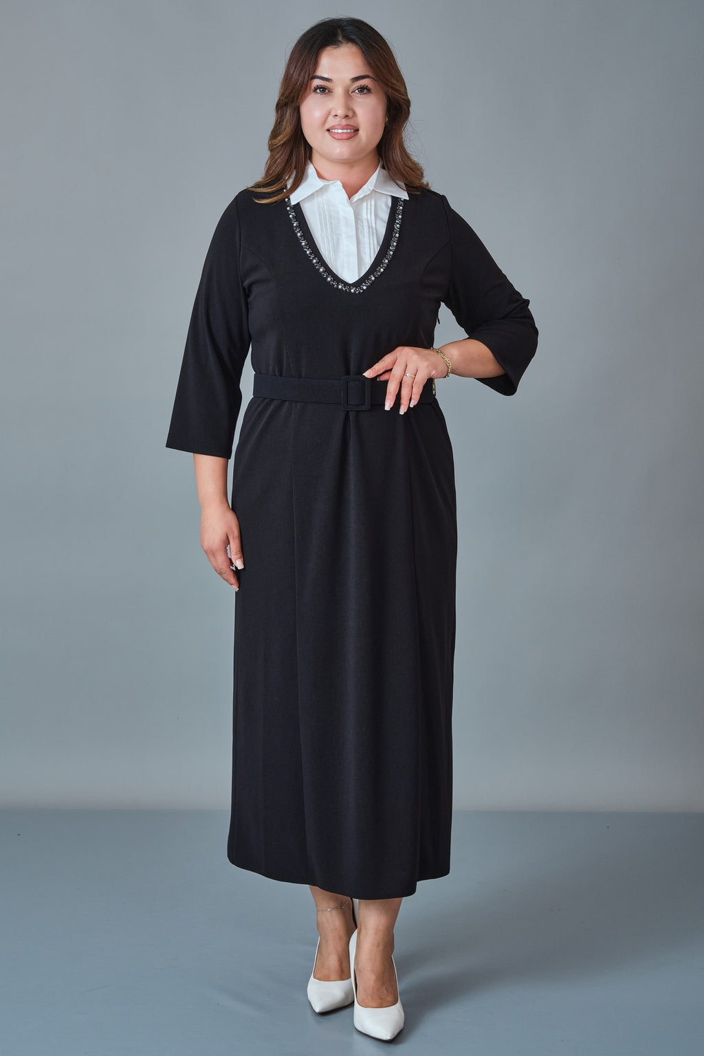 Dress Port - Plus Size Dress (DSP27K5835) - 8690200258893