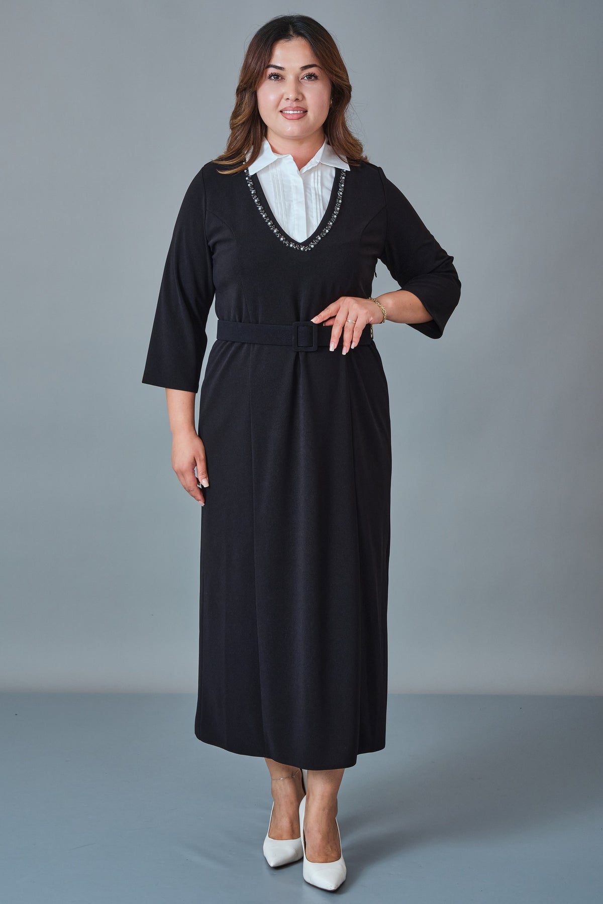 Dress Port - Plus Size Dress (DSP27K5835) - 8690200258893