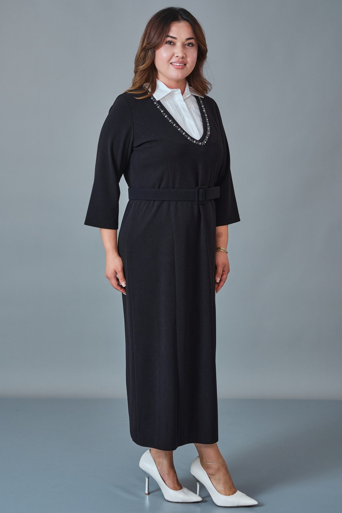 Dress Port - Plus Size Dress (DSP27K5835) - 8690200258893