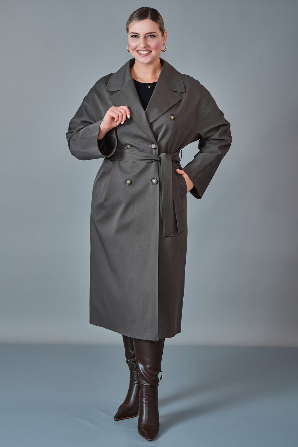 Renata - Plus Size Trench Coat (REN27KP1054.4)