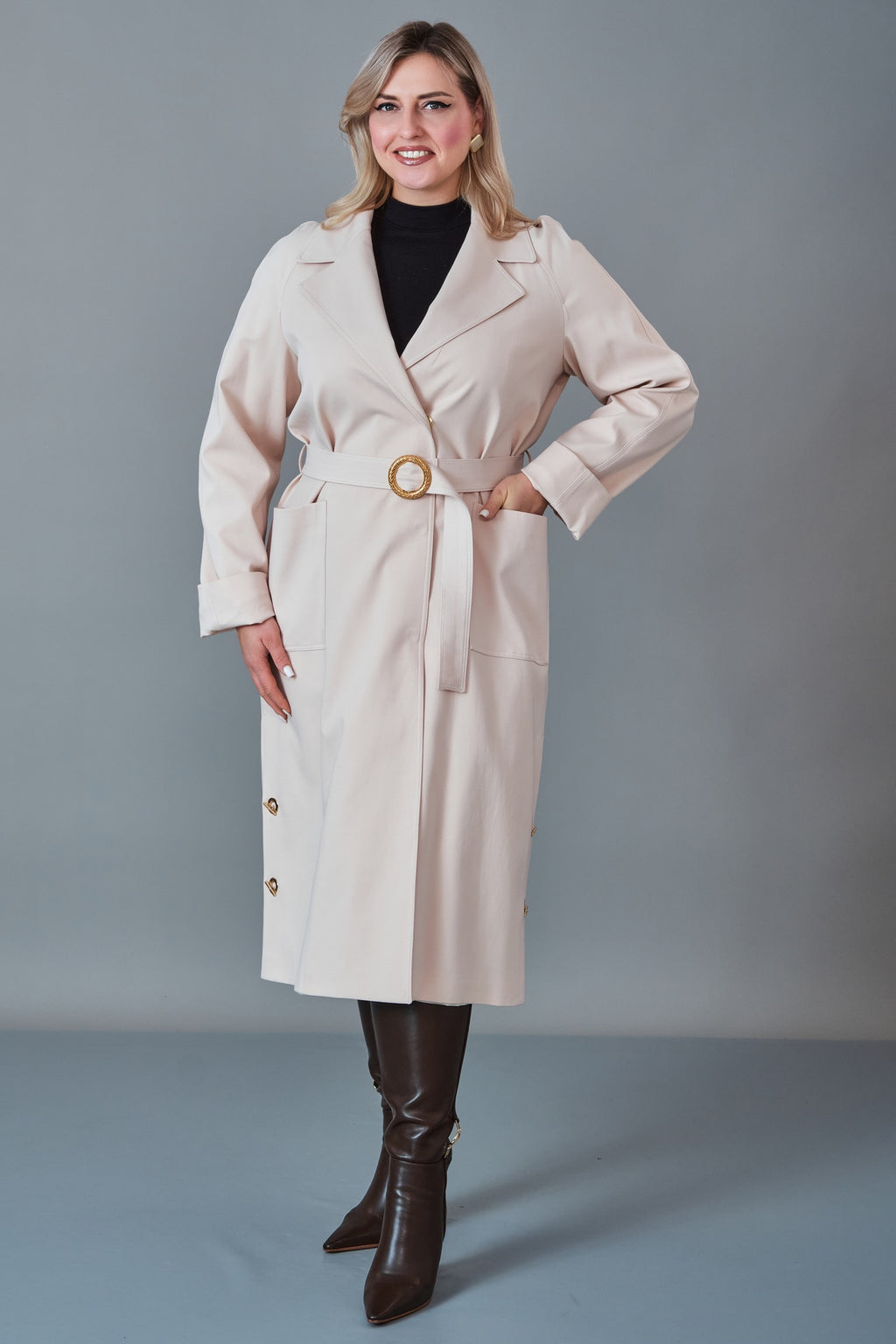 Renata - Plus Size Trench Coat (REN27KP4054.4)