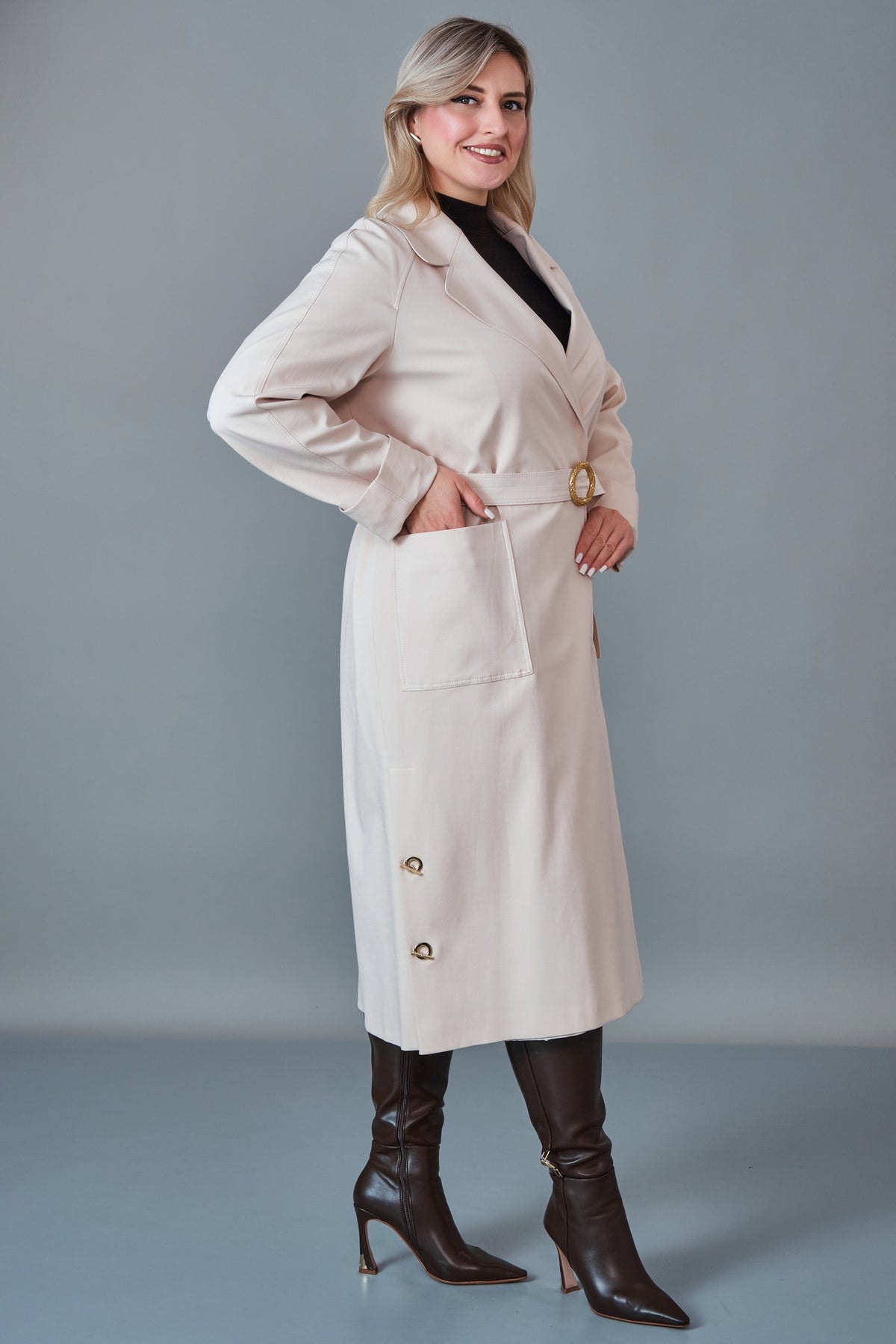 Renata - Plus Size Trench Coat (REN27KP4054.4)