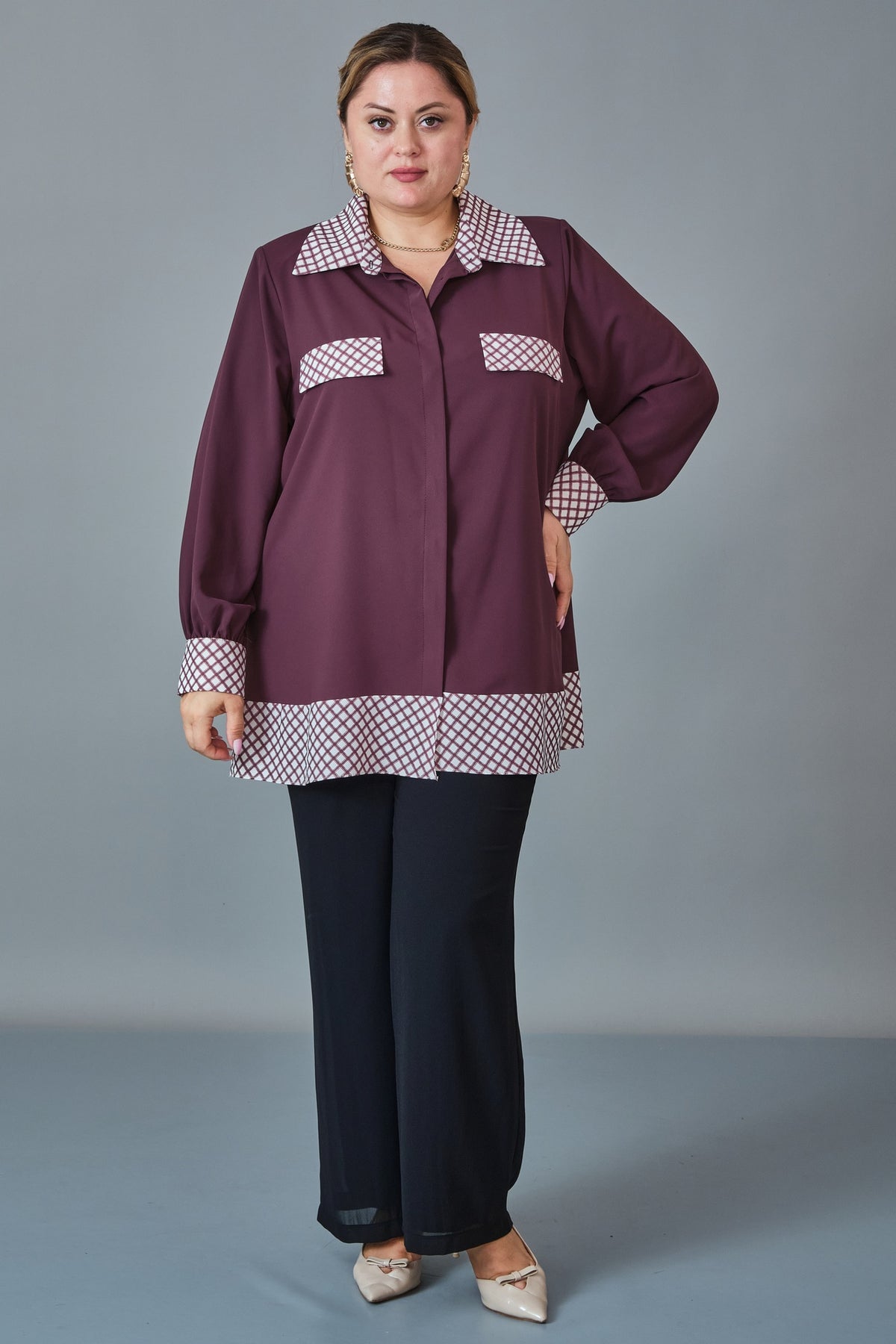 Kifayet - Extended Plus Size Shirt (KFT27K23816)