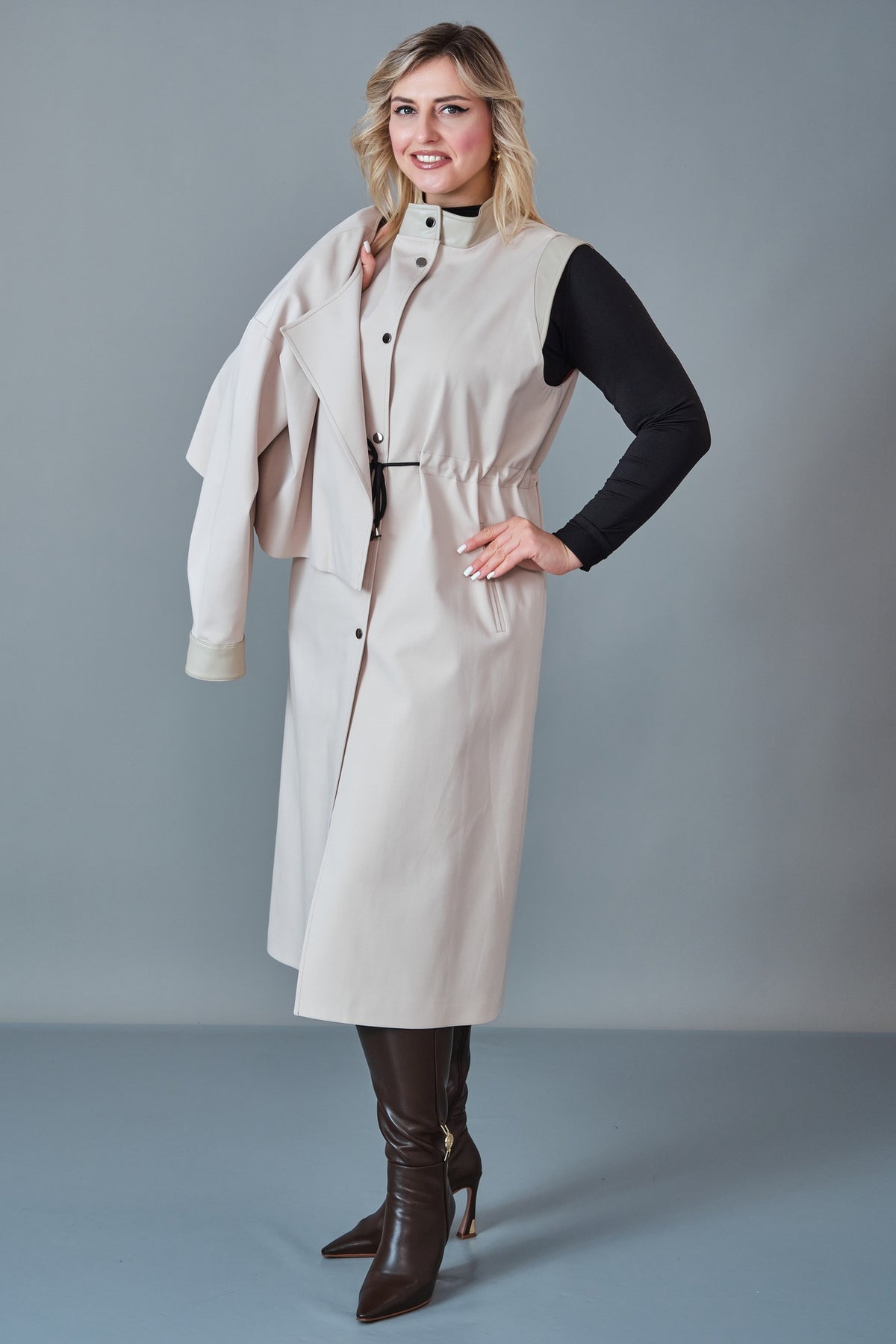 Renata - Plus Size Trench Coat (REN27KP3474.4)