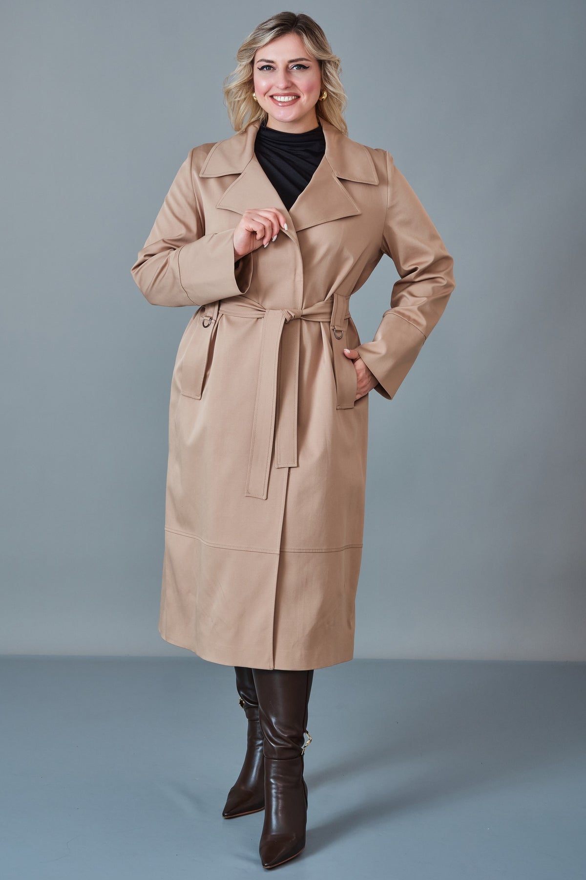 Renata - Plus Size Trench Coat (REN27KP2564.4)