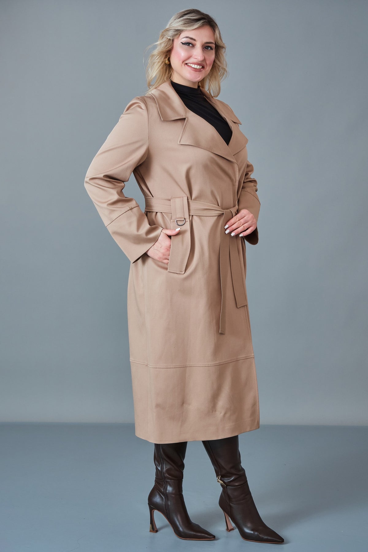 Renata - Plus Size Trench Coat (REN27KP2564.4)